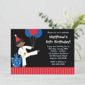 アフリカ系アメリカ人の少年 風船 テコンドー 誕生日 招待状 (スタンド正面)