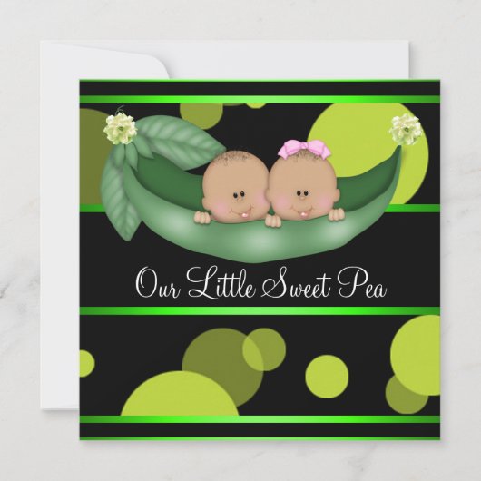 アフリカ系アメリカ人の性別お披露目 Peas In A Pod 招待状 (正面)