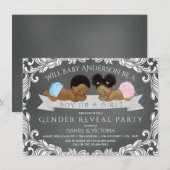 アフリカ系アメリカ人の性別発表シャワー招待状 招待状 (正面/裏面)