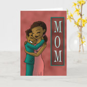 アフリカ系アメリカ人の息子と母 カード (黄色い花)