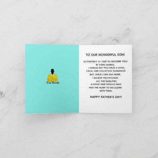 アフリカ系アメリカ人の息子の父の日のスーツ&タイカード カード (内部)