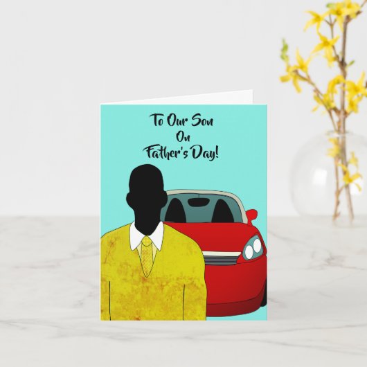 アフリカ系アメリカ人の息子の父の日のスーツ&タイカード カード (黄色い花)