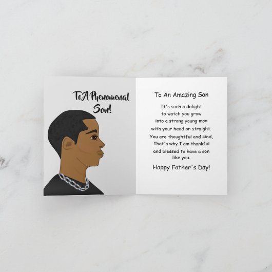 アフリカ系アメリカ人の息子の父の日 カード (内部)