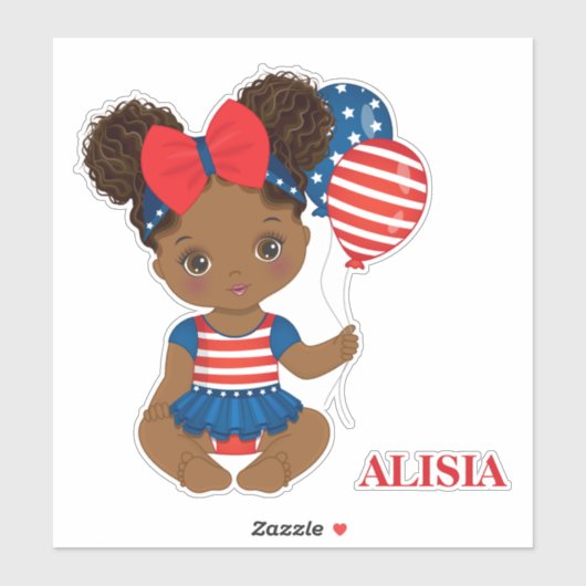 アフリカ系アメリカ人の愛国的なベビーガールビニールのシール シール (シート)