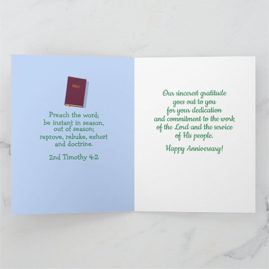 アフリカ系アメリカ人の教会ビル牧師の記念日 カード (内部)