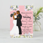 アフリカ系アメリカ人の新郎新婦フローラ結婚ズ・インビ 招待状 (スタンド正面)