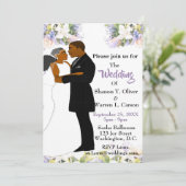 アフリカ系アメリカ人の新郎新婦フローラ結婚ズ・インビ 招待状 (スタンド正面)