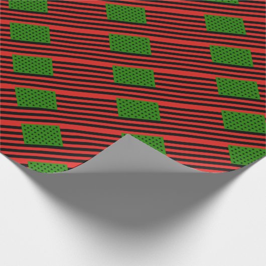 アフリカ系アメリカ人の旗-赤い黒いおよび緑 ラッピングペーパー (角)