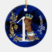 アフリカ系アメリカ人の最初の誕生日パーソナライズされたが一つ セラミックオーナメント (正面)