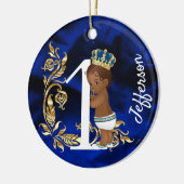 アフリカ系アメリカ人の最初の誕生日パーソナライズされたが一つ セラミックオーナメント (左)