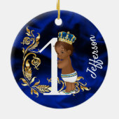 アフリカ系アメリカ人の最初の誕生日パーソナライズされたが一つ セラミックオーナメント (裏面)