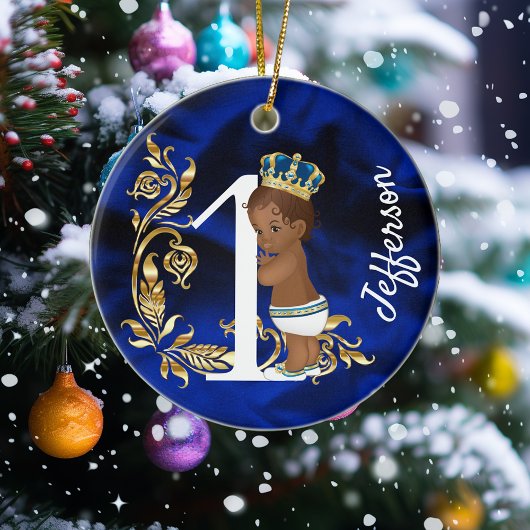 アフリカ系アメリカ人の最初の誕生日パーソナライズされたが一つ セラミックオーナメント