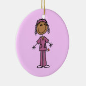 アフリカ系アメリカ人の棒の姿のナース セラミックオーナメント (右)