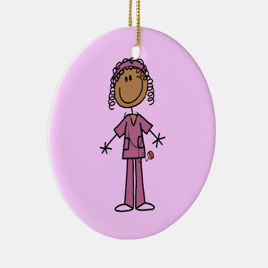 アフリカ系アメリカ人の棒の姿のナース セラミックオーナメント (右)