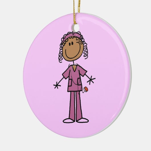 アフリカ系アメリカ人の棒の姿のナース セラミックオーナメント (左)