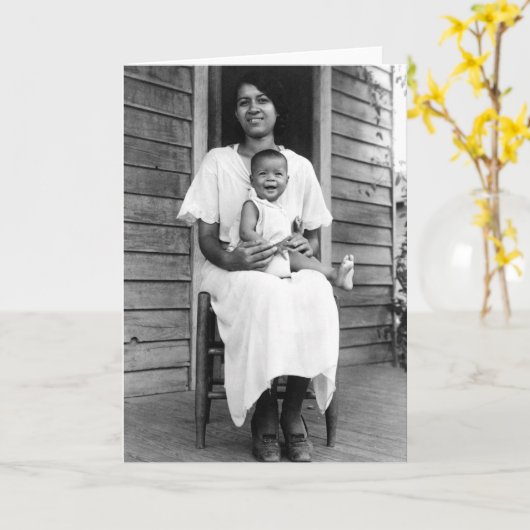 アフリカ系アメリカ人の母および子供カード カード (黄色い花)