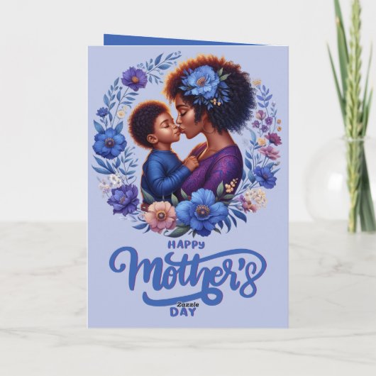 アフリカ系アメリカ人の母と息子の母の日 カード (裏面)