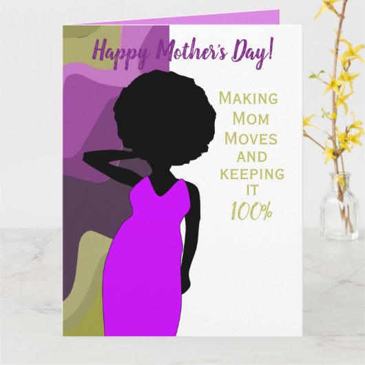 アフリカ系アメリカ人の母の日を母に変える カード (黄色い花)