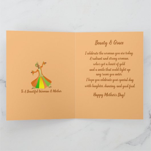 アフリカ系アメリカ人の母の日ダンサー カード (内部)