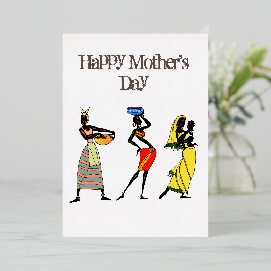 アフリカ系アメリカ人の母の日 箔シーズンカード (立ち正面)