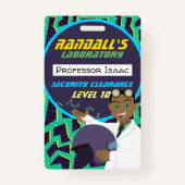 アフリカ系アメリカ人の気違いの科学者の男の子の誕生日 バッジ (正面)