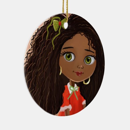 アフリカ系アメリカ人の漫画の女の子のオーナメント セラミックオーナメント (右)