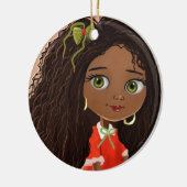 アフリカ系アメリカ人の漫画の女の子のオーナメント セラミックオーナメント (左)