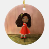 アフリカ系アメリカ人の漫画の女の子のオーナメント セラミックオーナメント (裏面)