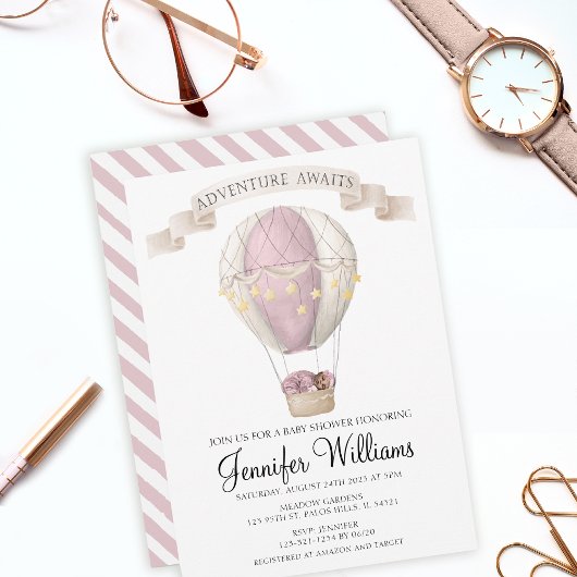 アフリカ系アメリカ人の熱気球の赤ちゃんシャワーInvite 招待状
