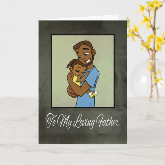 アフリカ系アメリカ人の父と娘 カード (黄色い花)