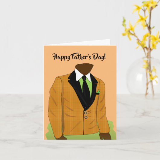 アフリカ系アメリカ人の父の日の上品なスーツ&ネクタイ カード (黄色い花)