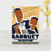 アフリカ系アメリカ人の父の日及び息子の宴会 カード (黄色い花)