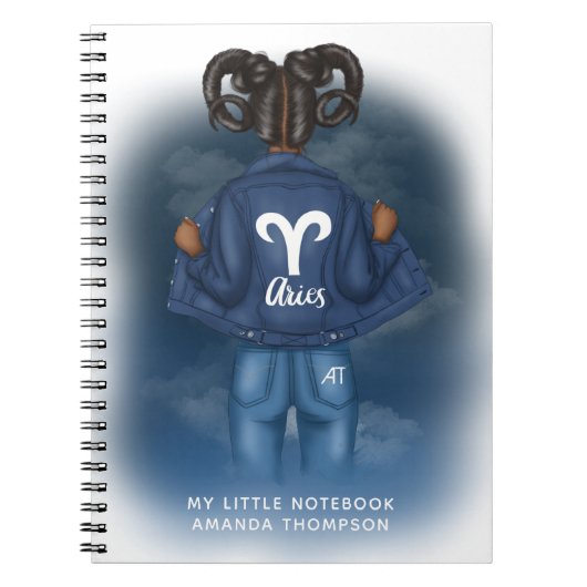 アフリカ系アメリカ人の牡羊座が手帳にサイン ノートブック (正面)