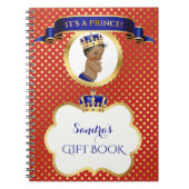 アフリカ系アメリカ人の王子ロイヤルブルーの赤い金ゴールドのギフト ノートブック (正面)