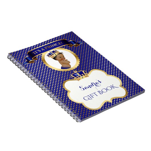 アフリカ系アメリカ人の王子ロイヤルブルーの金ゴールドのギフトのゲスト ノートブック (右側)