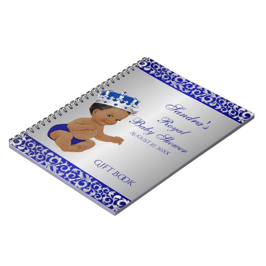 アフリカ系アメリカ人の王子Blue Silver Gift Guest ノートブック (左側)