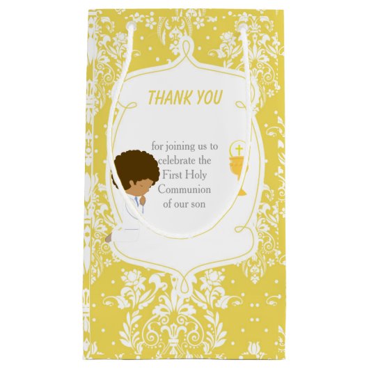 アフリカ系アメリカ人の男の子に感謝 スモールペーパーバッグ (正面)