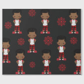 アフリカ系アメリカ人の男の子のクリスマスプレゼントのラップ ラッピングペーパー (フラット)