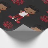 アフリカ系アメリカ人の男の子のクリスマスプレゼントのラップ ラッピングペーパー (角)