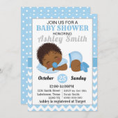 アフリカ系アメリカ人の男の子のベビーシャワー招待状 招待状 (正面/裏面)