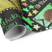 アフリカ系アメリカ人の男の子アニメかわいい ラッピングペーパー (ロールコーナー)