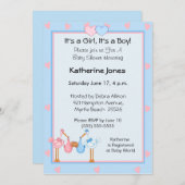 アフリカ系アメリカ人の男の子ツインズ 招待状 (正面/裏面)