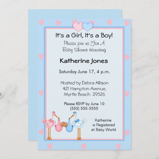 アフリカ系アメリカ人の男の子ツインズ 招待状 (正面/裏面)