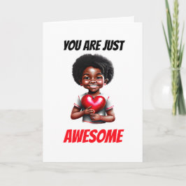 アフリカ系アメリカ人の男の子バレンタインデー素晴らし シーズンカード