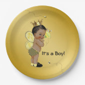 アフリカ系アメリカ人の男の子ビーベイビーシャワー ペーパープレート (正面)
