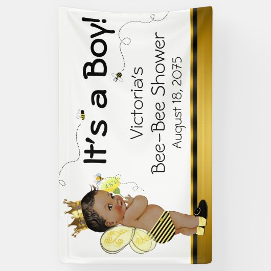 アフリカ系アメリカ人の男の子ビーベイビーシャワー 横断幕 (縦)