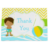 アフリカ系アメリカ人の男の子プールパーティーBashありがとう ラージペーパーバッグ (正面)