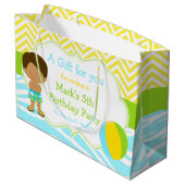 アフリカ系アメリカ人の男の子プールパーティーBashありがとう ラージペーパーバッグ (裏面アングル)