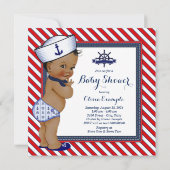 アフリカ系アメリカ人の男の航海の子の赤ちゃんシャワー 招待状 (裏面)