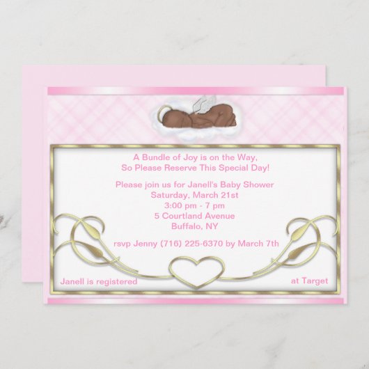 アフリカ系アメリカ人の睡眠の天使のシャワーの招待状 招待状 (正面/裏面)